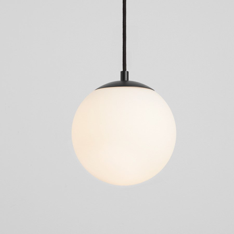 1 Light 8" Pendant, Black/Satin Opal