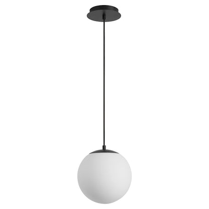 Oxygen Lighting Luna 1 Light 10" Pendant/3000K, Black/Satin Opal - 3-672-15