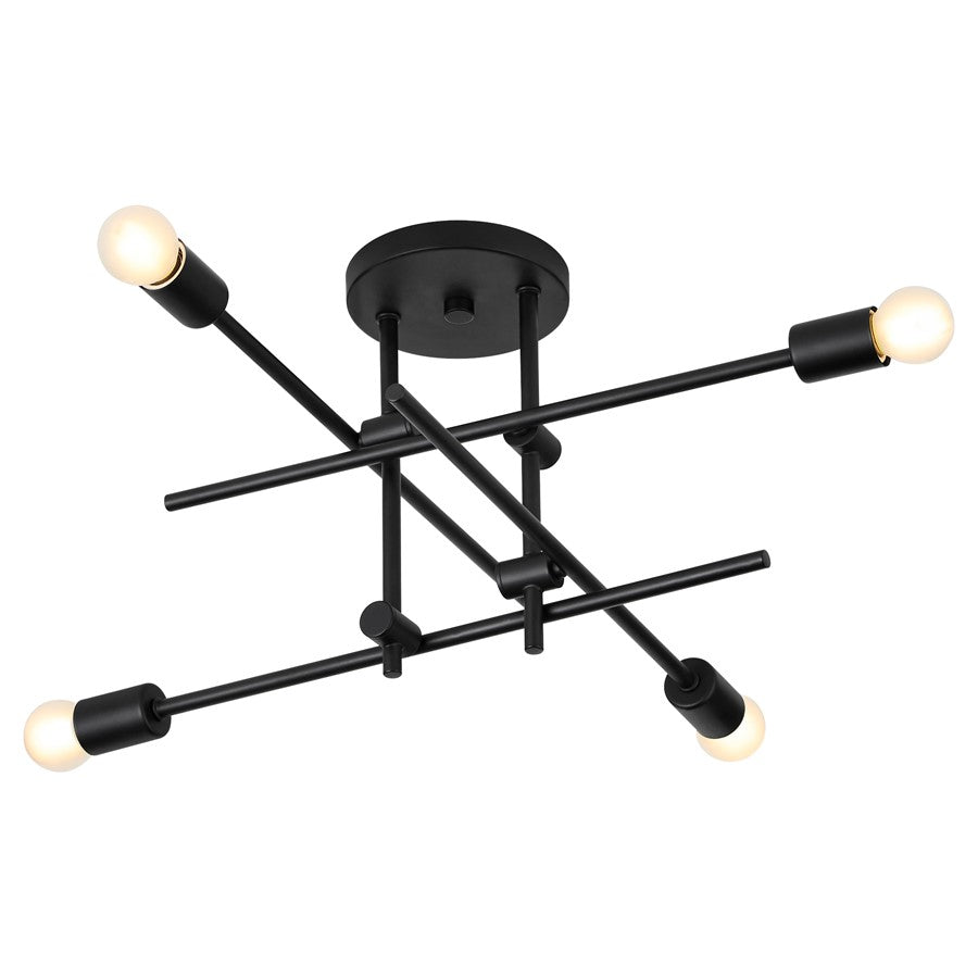 Oxygen Lighting Mika 4Lt Semi Flush, Black