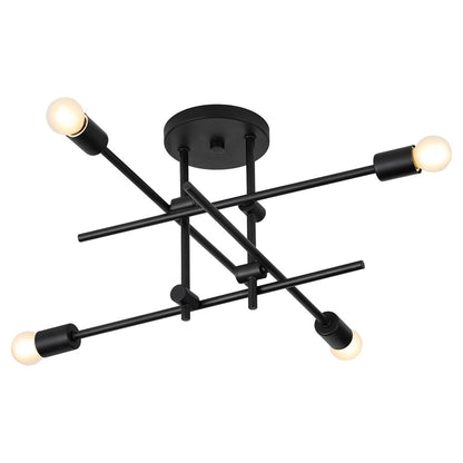 Oxygen Lighting Mika 4Lt Semi Flush, Black