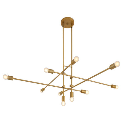 Oxygen Lighting Mika 10Lt Chandelier, Brushed Brass
