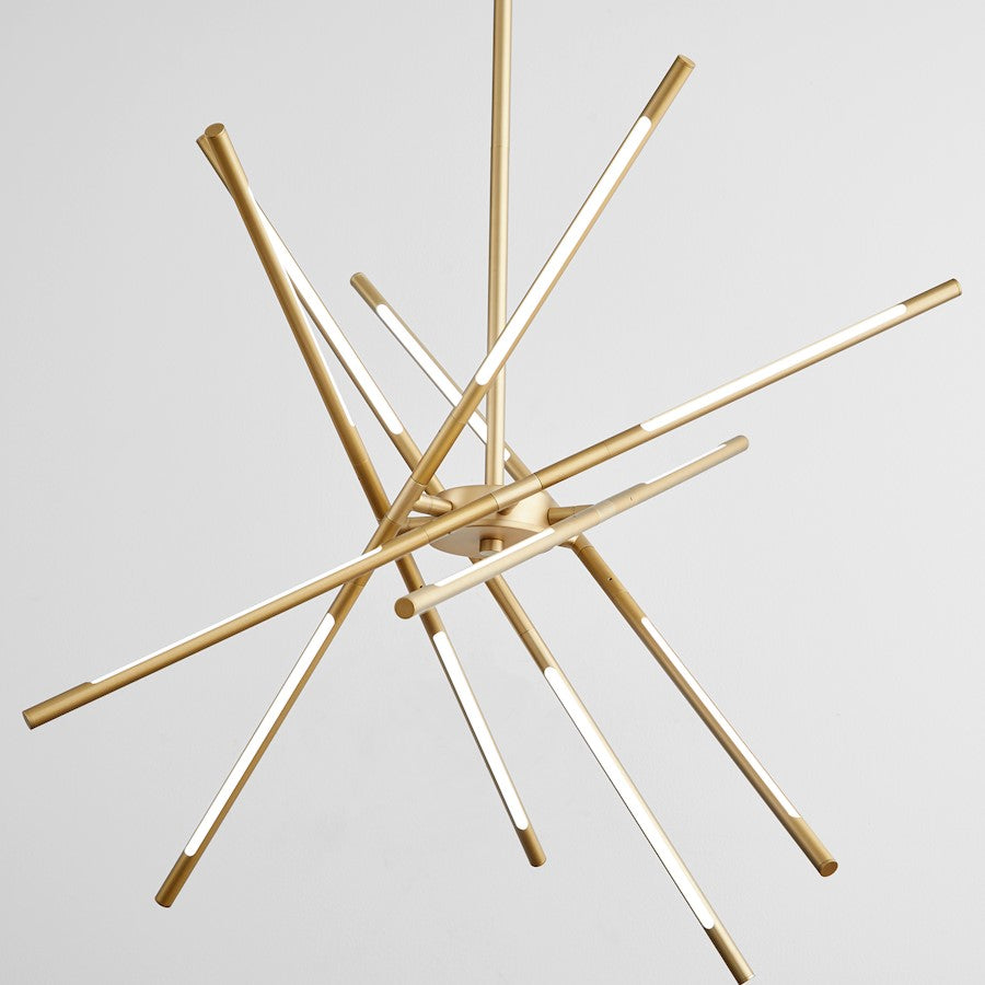 12 Light Pendant, Aged Brass