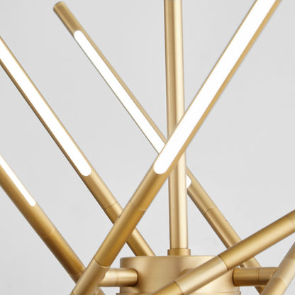 12 Light Pendant, Aged Brass