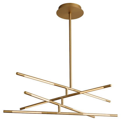 8 Light Pendant, Aged Brass