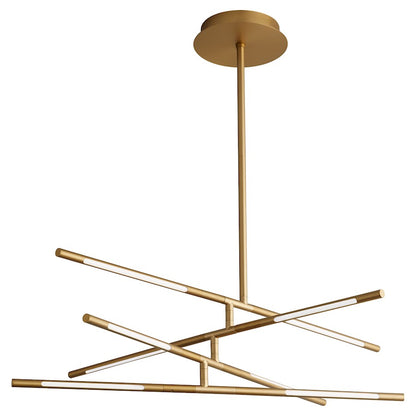 8 Light Pendant, Aged Brass