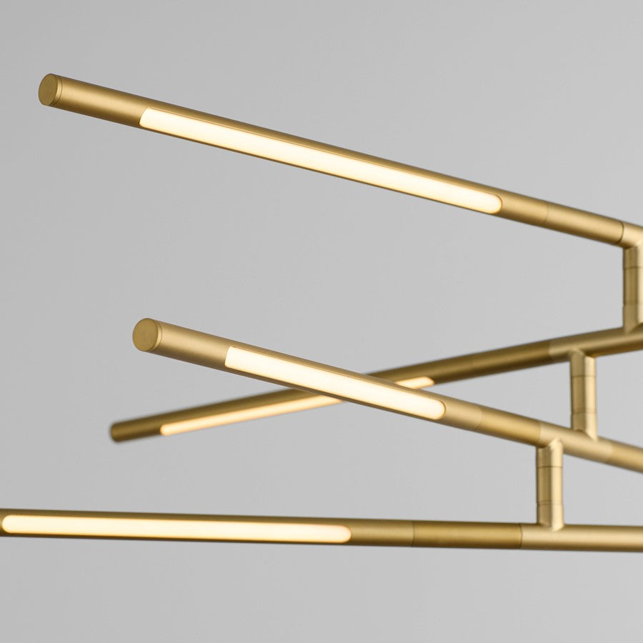 8 Light Pendant, Aged Brass