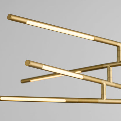 8 Light Pendant, Aged Brass