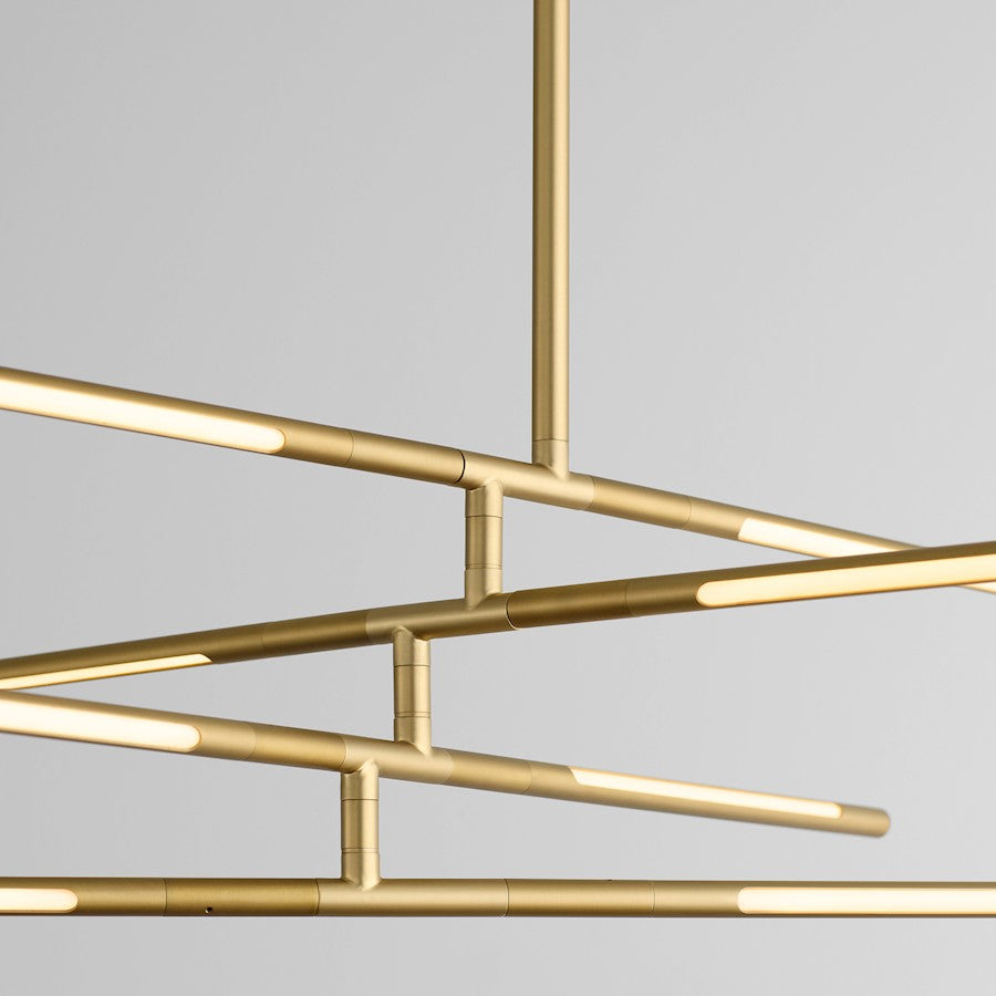 8 Light Pendant, Aged Brass