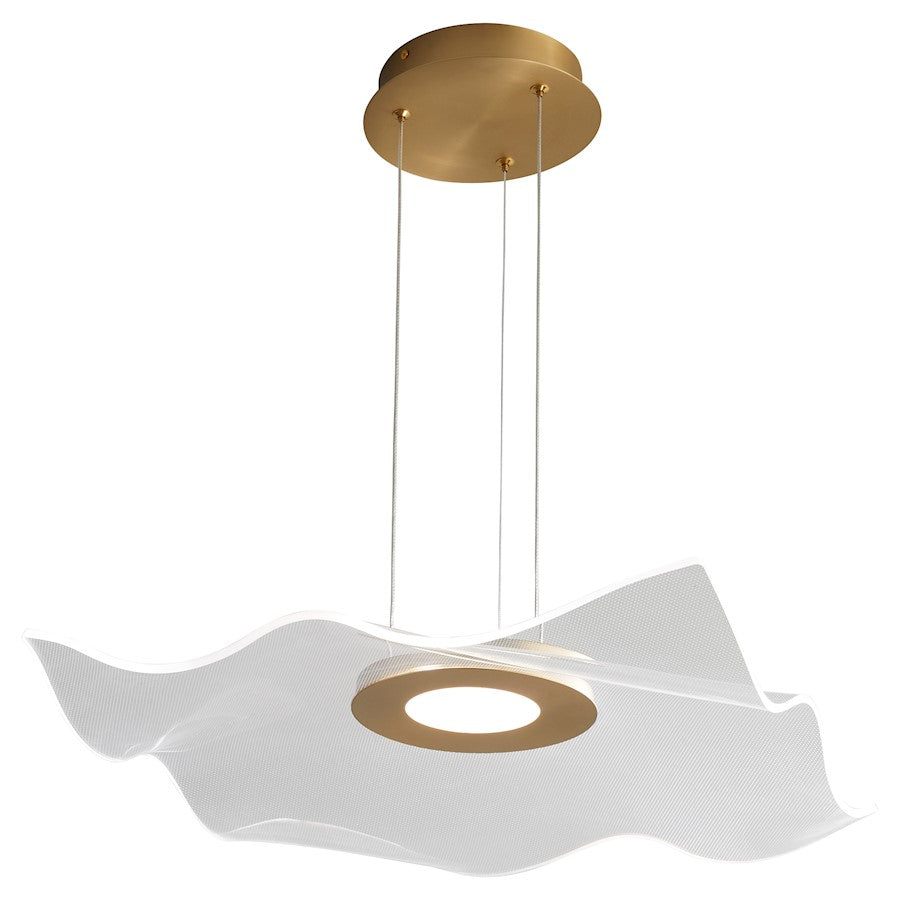 1 Light 20" Pendant, Aged Brass