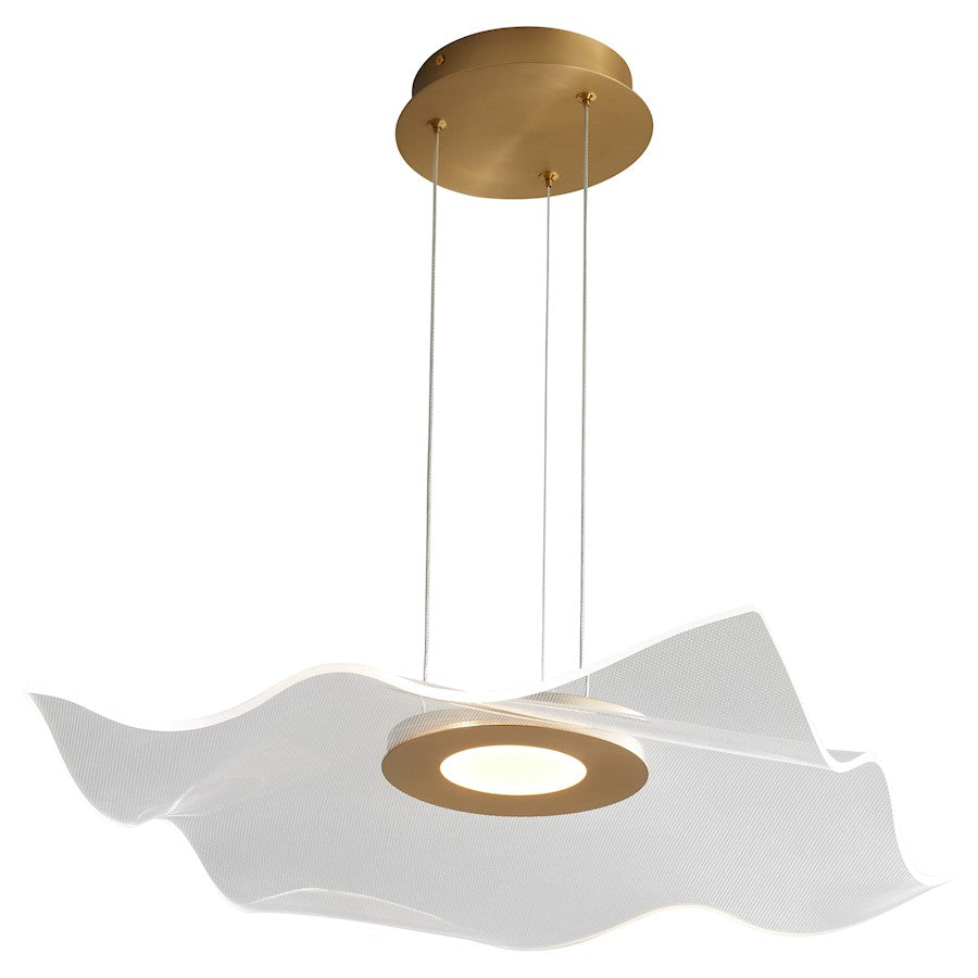 1 Light 20" Pendant, Aged Brass