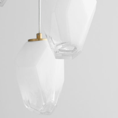 5 Light Pendant, Aged Brass