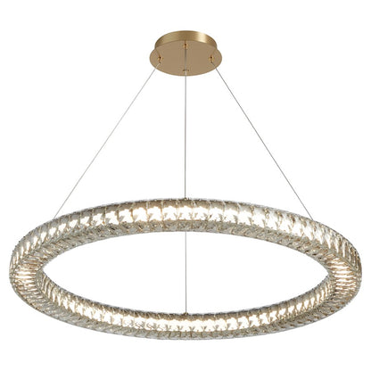 1 Light 32" Pendant, Aged Brass