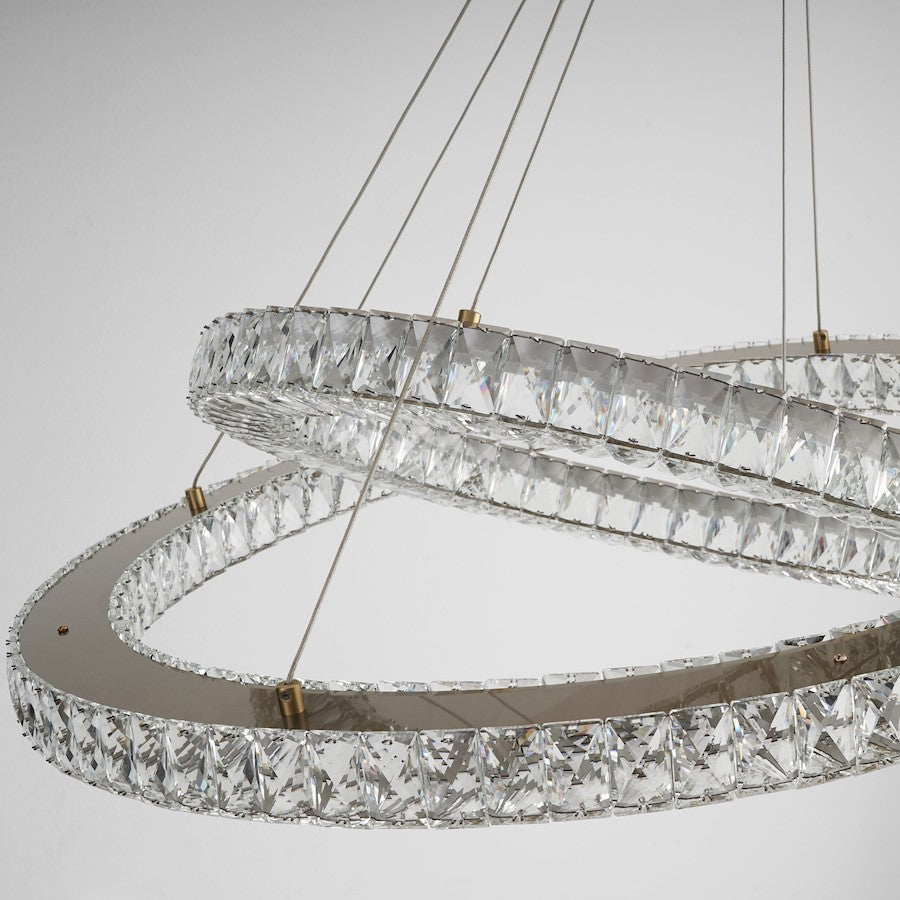 2 Light Pendant, Aged Brass