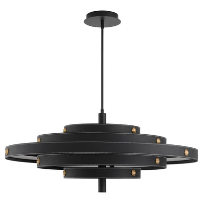 Oxygen Lighting Borealis 36" 5Cct Leather Pendant, Black - 3-892-15