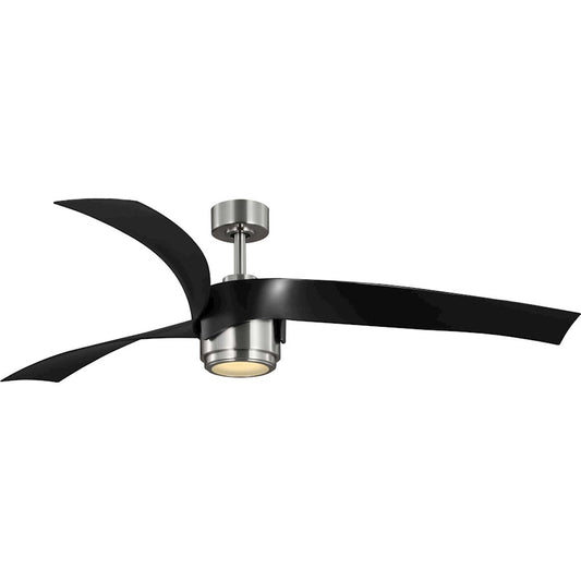 Progress Insigna 3 Blade 60" Ceiling Fan, Nickel/Black/Frosted - P250107-009-30