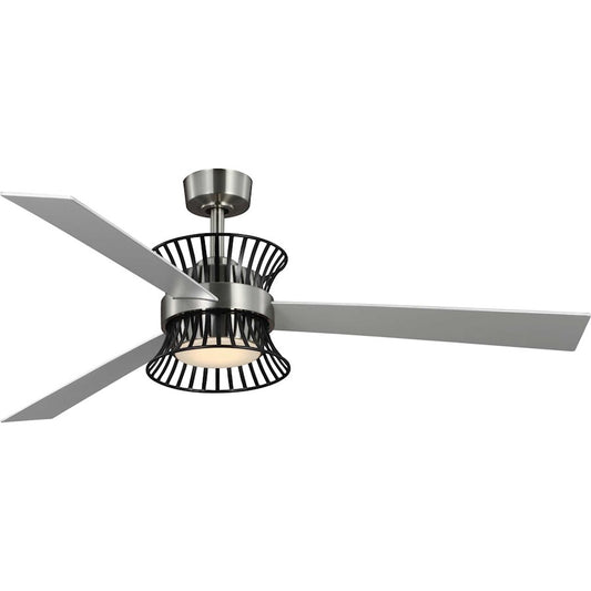 Progress Bisbee 3 Blade 55" Ceiling Fan, Woven Cage/NK/WH - P250110-009-30