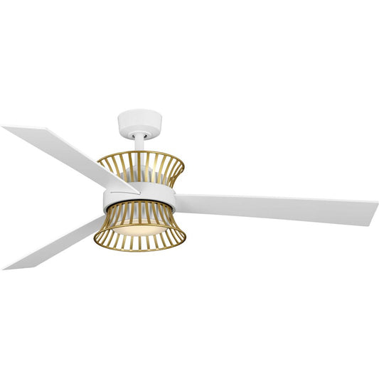 Progress Bisbee 3 Blade 55" Ceiling Fan, Woven Cage/White/White - P250110-028-30