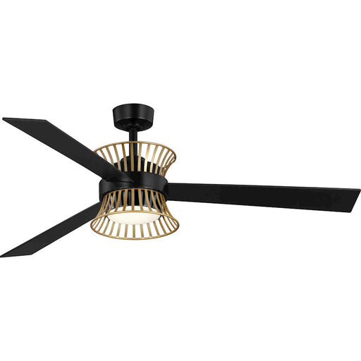 Progress Bisbee 3 Blade 55" Ceiling Fan, Woven Cage/Black/White - P250110-31M-30