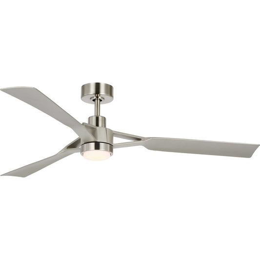 Progress Belen 3 Blade 60" Ceiling Fan, Remote, NK/Silver/WH - P250117-009-30