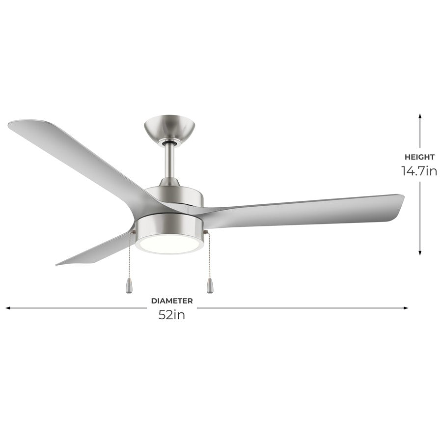 Progress Lighting Axion I 52" LED 1Lt Ceiling Fan, Nickel/Silver