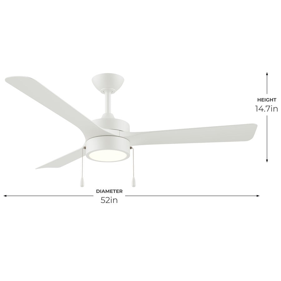Progress Lighting Axion I 52" LED 1Lt Ceiling Fan, White/White
