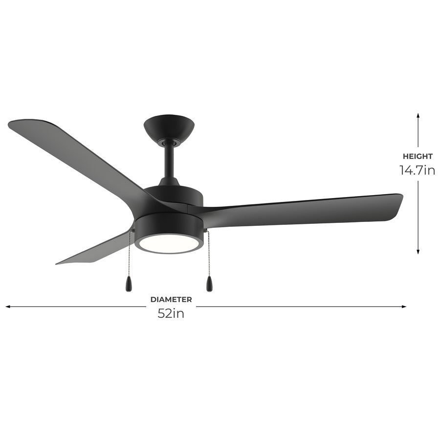 Progress Lighting Axion I 52" LED 1Lt Ceiling Fan, Black/Black