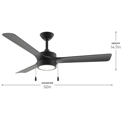 Progress Lighting Axion I 52" LED 1Lt Ceiling Fan, Black/Black