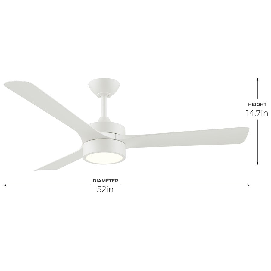 Progress Lighting Axion II 52" LED 1Lt Ceiling Fan, White/White