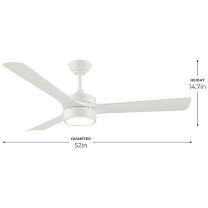Progress Lighting Axion II 52" LED 1Lt Ceiling Fan, White/White