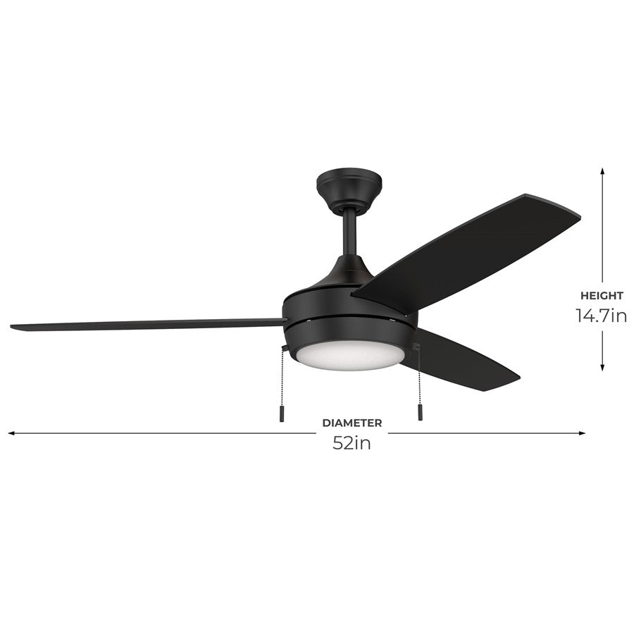 Progress Lighting Nolyn 52.00" LED 1Lt Ceiling Fan, Black/Black