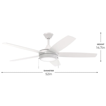 Progress Lighting Nolyn V 52" LED 1Lt Ceiling Fan, White/White
