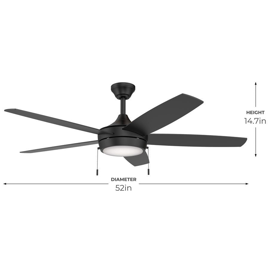 Progress Lighting Nolyn V 52" LED 1Lt Ceiling Fan, Black/Black