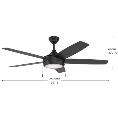 Progress Lighting Nolyn V 52" LED 1Lt Ceiling Fan, Black/Black