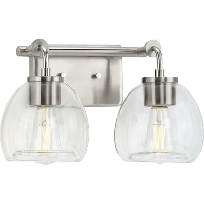 2 Light, Clear Urban Industrial Bathroom Vanity Light
