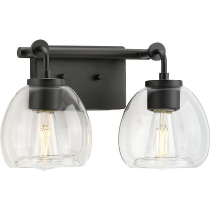 2 Light, Clear Urban Industrial Bathroom Vanity Light