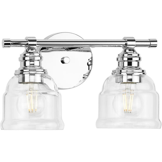 2 Light Farmhouse Clear Bathroom Vanity Light