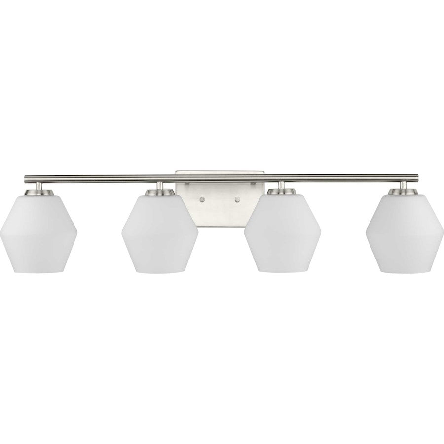 Progress Copeland 4 Light Bathroom Vanity, Nickel/Etched Opal - P300433-009