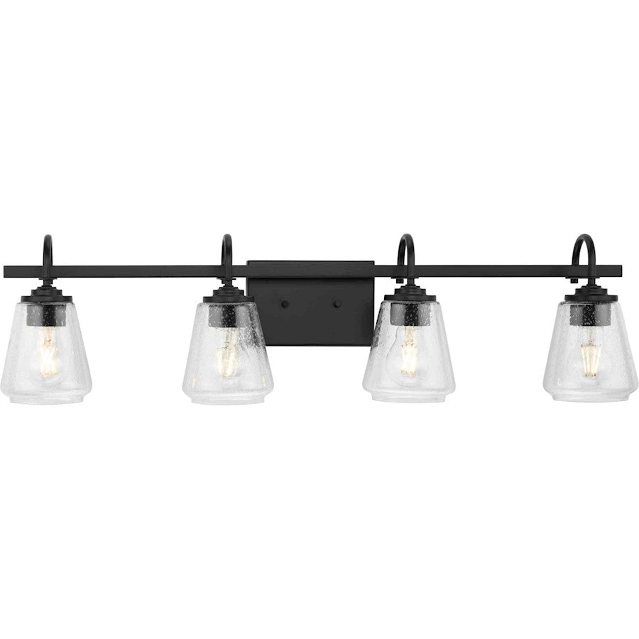 Progress Lighting Martenne 31.87"W Bath Light, Black/Clear Seeded - P300475-31M