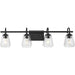 Progress Lighting Martenne 31.87"W Bath Light, Black/Clear Seeded - P300475-31M