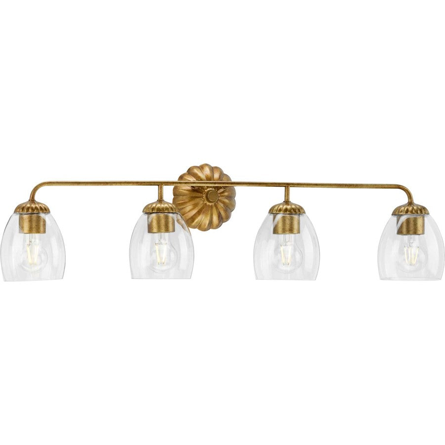 Progress Lighting Quillan 33.62"W Bath Vanity Light, Gold/Clear - P300491-204