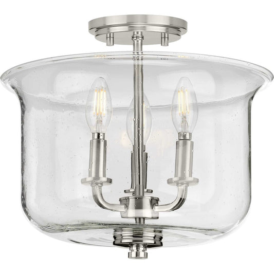 Progress Lighting Winslett 3-Light Semi-Flush Mount, Seeded