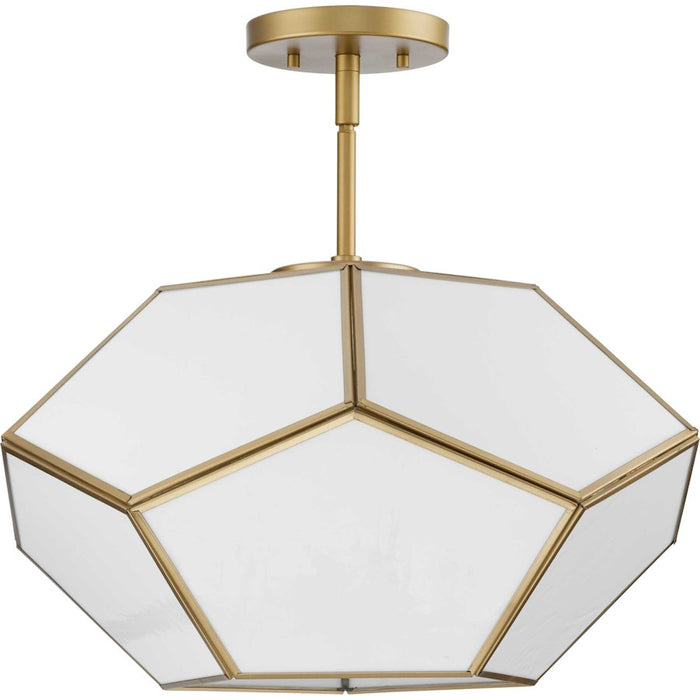 Progress Lighting Latham 18" Flush Mount, Gold/White Art Glass - P350261-078