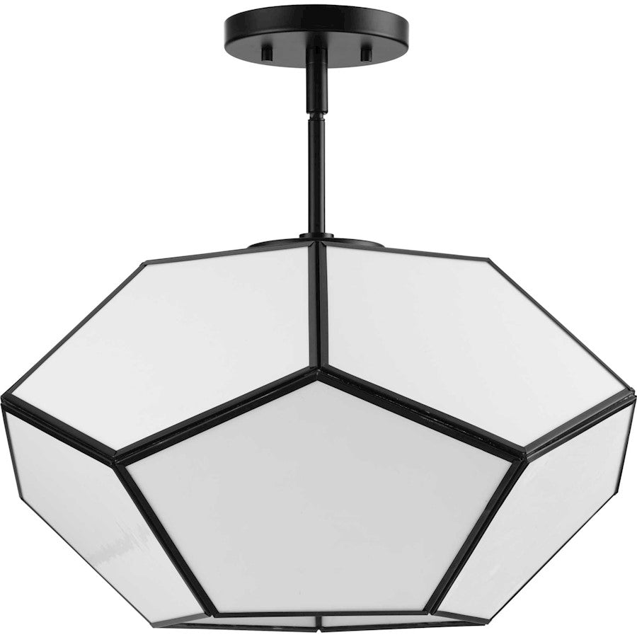 Progress Lighting Latham 18" Flush Mount, Black/White Art Glass - P350261-31M