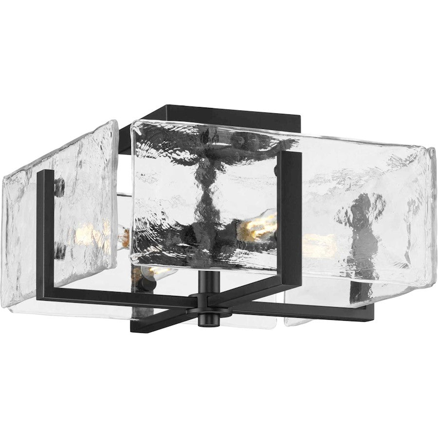 Progress Lighting Rivera 13" Sq. Flush Mount, Black/Clear Textured - P350271-31M