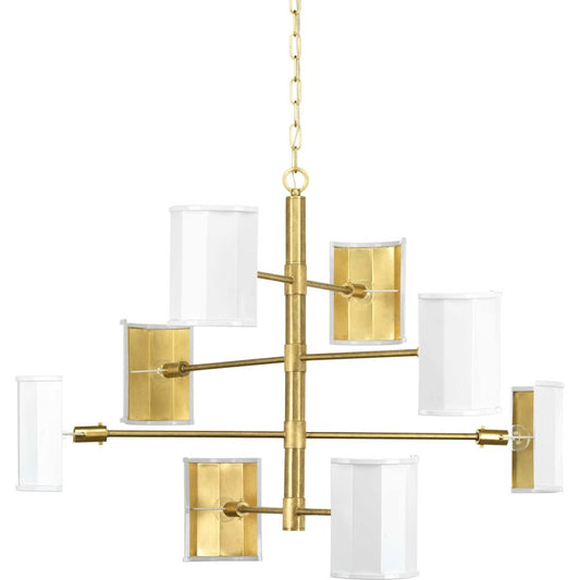 Progress Point Dume Wandermere 8Lt Chandelier, Brass Metal Shades - P400192-160