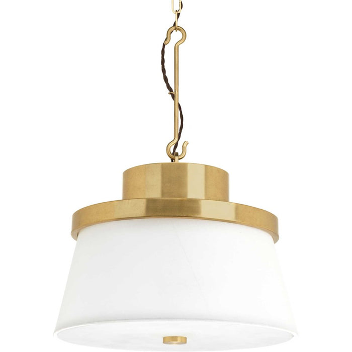 Progress Point Dume Windbluff 3Lt Pendant, Brass/White Linen Shade - P500203-160