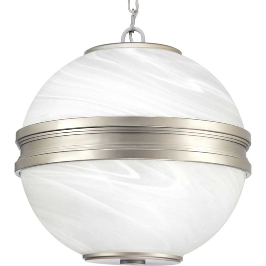 Progress Point Dume Moonrise 3Lt Pendant, Nickel/Marble/Alabaster - P500204-081