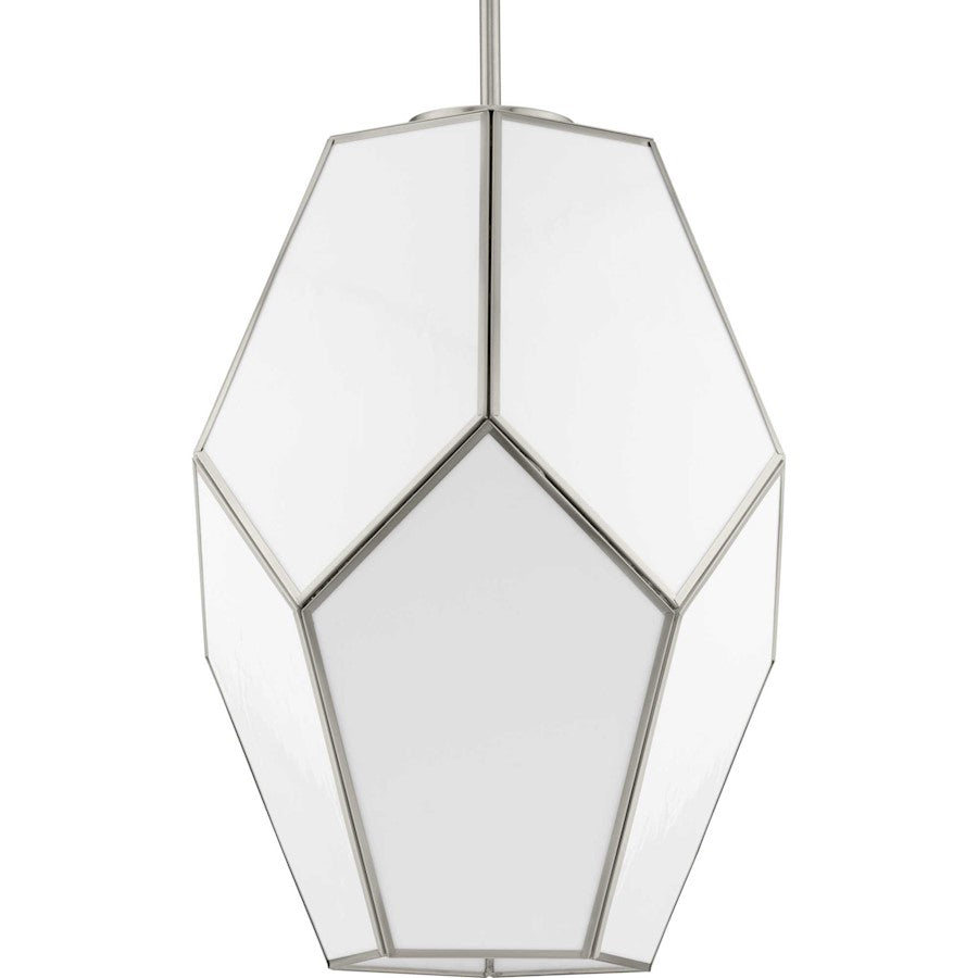 Progress Lighting Latham 14" Pendant, Nickel/White Art Glass - P500436-009