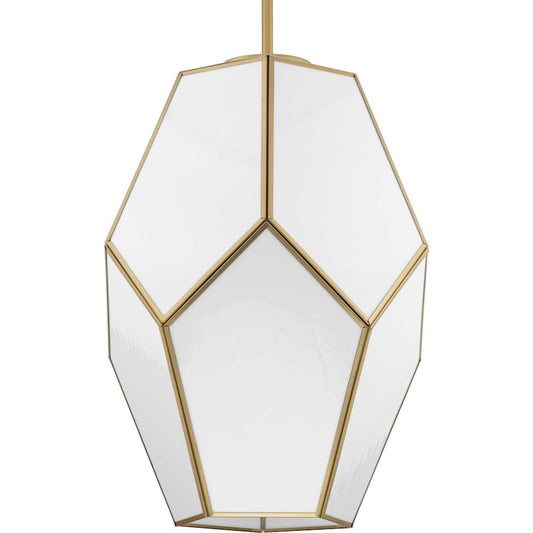 Progress Lighting Latham 14" Pendant, Gold/White Art Glass - P500436-078