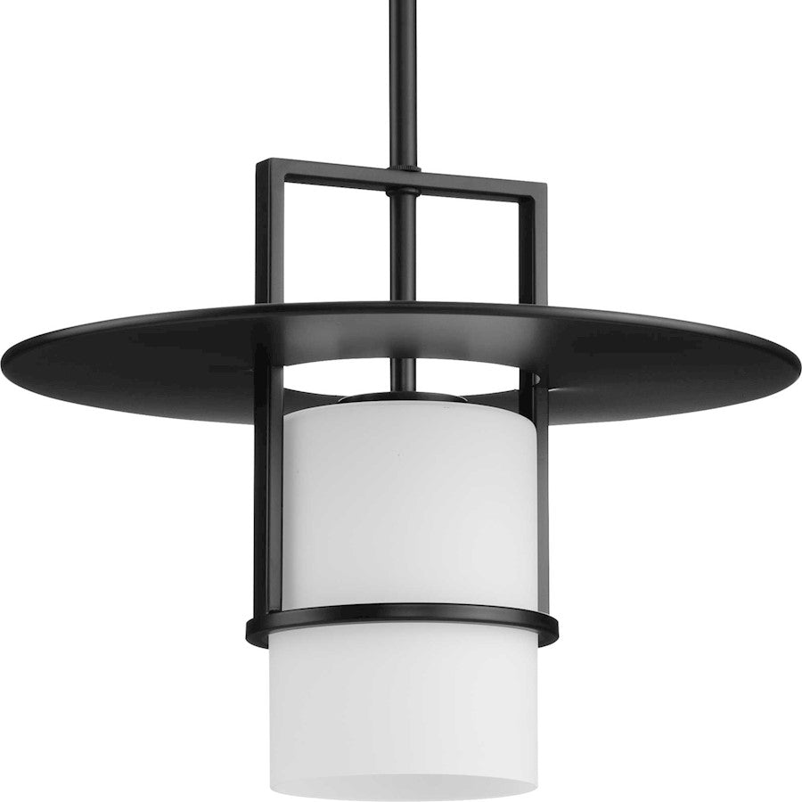 Progress Lighting Mystic 18" Pendant, Matte Black/Etched White - P500446-31M